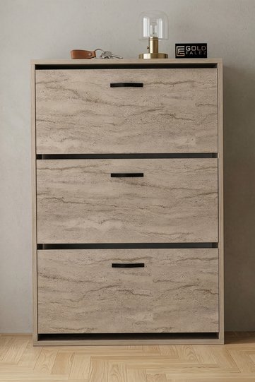Drop-down Door Shoe Cabinet Melamine-faced Chipboard Ecru