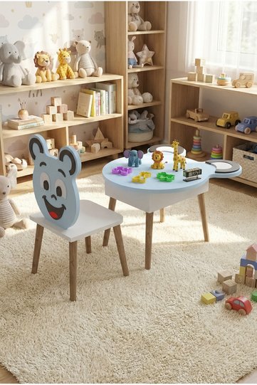 Goldfalez Happy Face Children's Study Desk Set, Pink