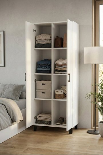 8-Compartment Pantry Cabinet - White