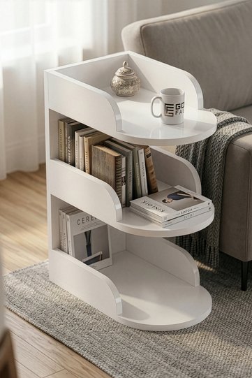 Melamine-faced Chipboard White Side Table