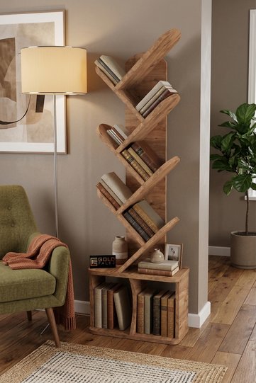 Yaprak Classic Melamine-faced chipboard Bookcase Brown