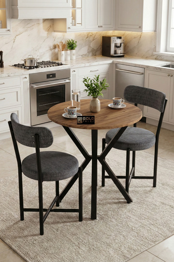 Teddy 70 cm Round Dining Table Set - Grey