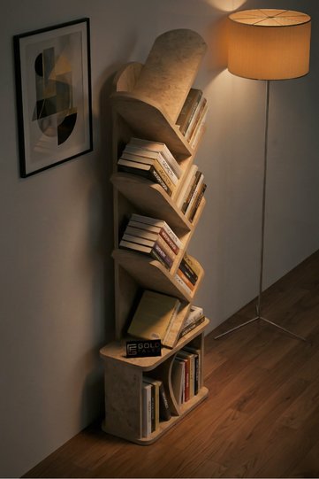 Yaprak Classic Melamine-faced chipboard Bookcase Ecru