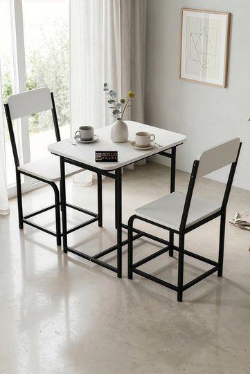 Minor Modern Melamine-faced chipboard Kitchen Table Set, White