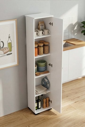 Multi-purpose Pantry Cabinet Melamine-faced chipboard White