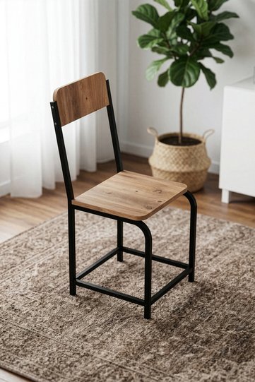 Minor Modern Metal-Legged Kitchen Chair, Coffee