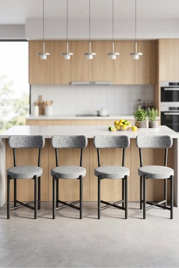 Teddy Metal Kitchen Chair Linen Grey 4-Piece Set