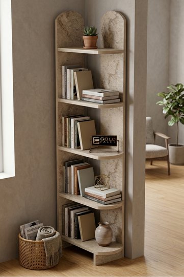 Bookcase 5-Tier Setro Multi-purpose Decorative Shelf Unit Living Room Office Study and Teenager's Room Bookcase 7079 Travertine