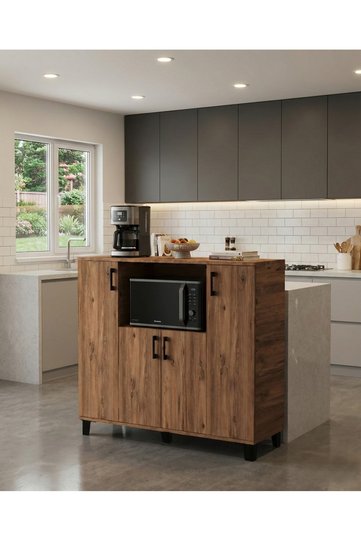 Horizontal Oven-Style Kitchen Cabinet - Brown