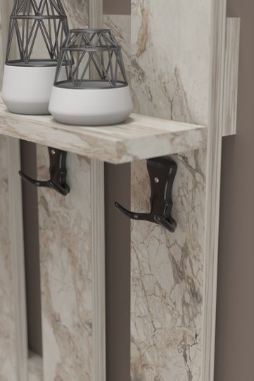 Country Wall Coat Rack - White Marble Effect