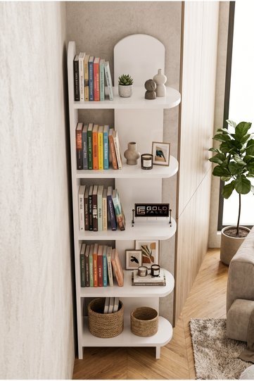 Bookcase 5-Tier Setro Multi-purpose Decorative Shelf Unit Living Room Office Study and Teenager's Room Bookcase 7078 White