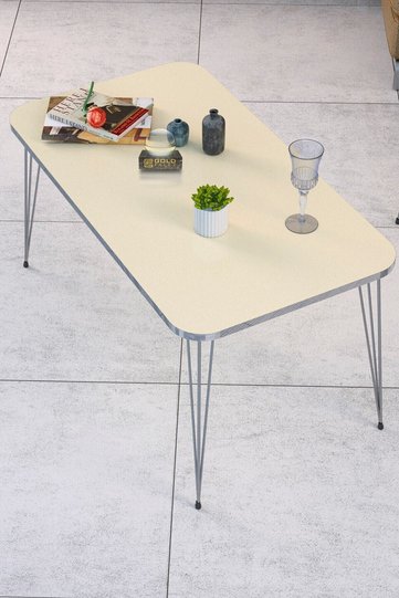 Rectangular Coffee Table Gold Wire Legs - Cream