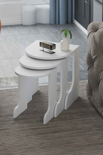 Setro 3-Piece Round Nesting Table Set - White
