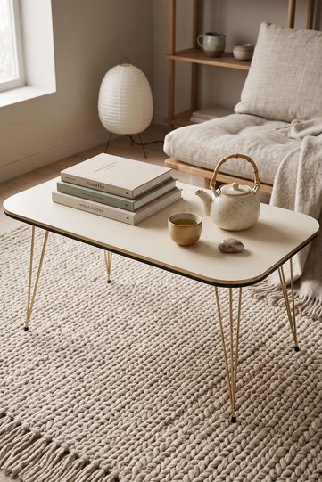 Coffee Table Twin Gold Cream Wire Legs