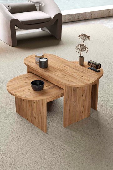 Setro 2-Piece Oval Coffee Table - Brown