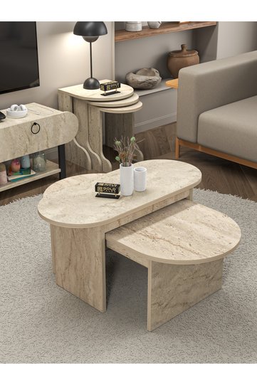 Setro 2-Piece Oval Coffee Table - Ecru
