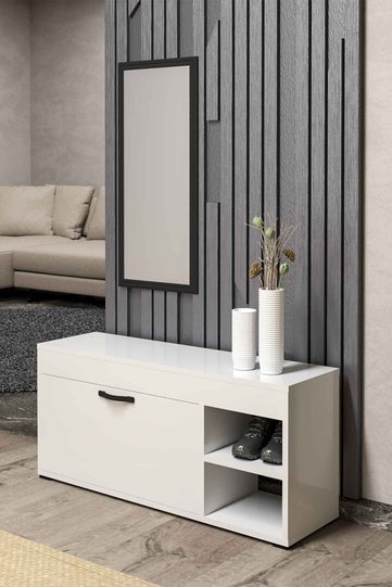 Multi-purpose Shoe Cabinet Melamine-faced Chipboard White