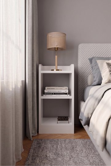 Duru 133 Decorative Nightstand, Bookshelf, Side Table, Organizer Shelf for Bedroom, Living Room, Study Room, White