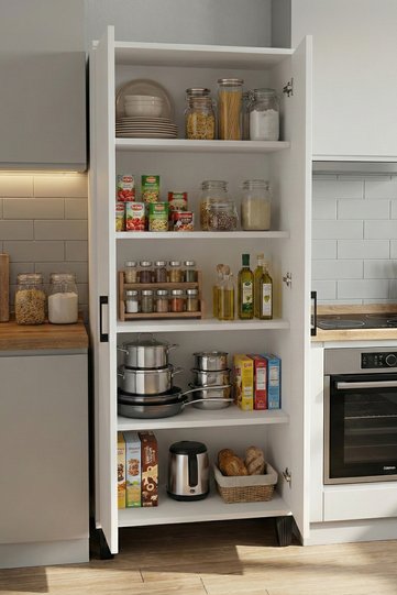 Multi-purpose Kitchen Cabinet 160, Pantry Cabinet, 2-Door, 5-Shelf, Bathroom Cabinet 251, White