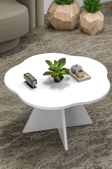 Cicek Geometric Coffee Table - White