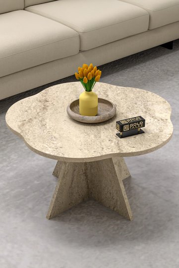 Cicek Geometric Coffee Table - Beige