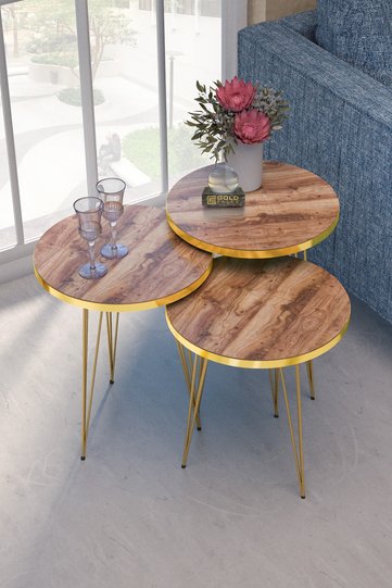 Gold Walnut Wire Nesting Table