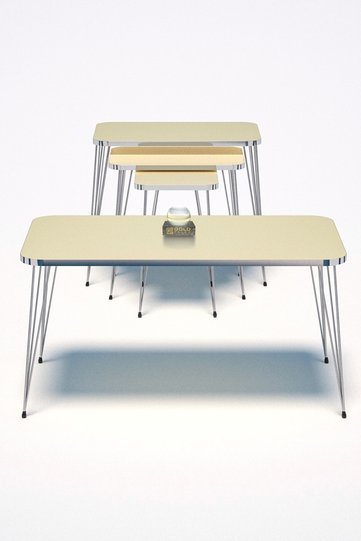 Rectangular 4-Piece Table Set Gold Wire Legs - White