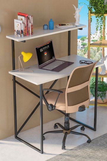 Multi-Purpose Desk with Front Shelf - White