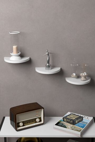 Ilkal 3-Piece Oval Wall Shelf Bookcase - White