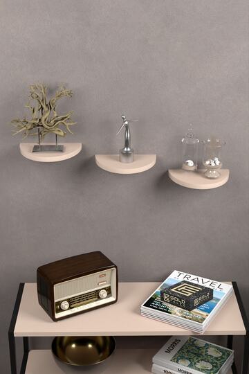 Ilkal 3-Piece Oval Wall Shelf Bookcase - Cream