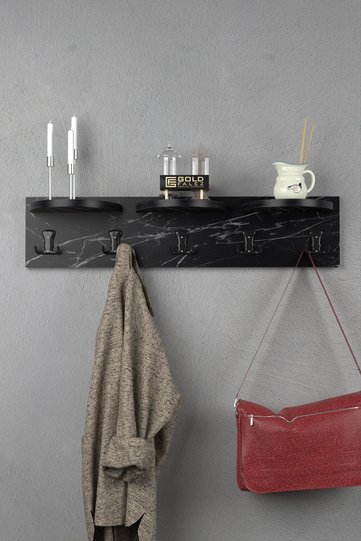 Ilkal 5-Piece Bendir Black Melamine-faced chipboard Wall Hanger Coat Rack
