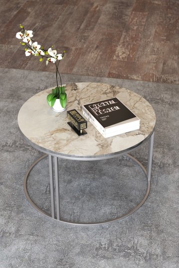 Special Round Coffee Table - Silver White