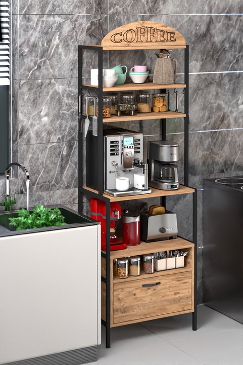 Estantería de cocina metálica para rincón de café