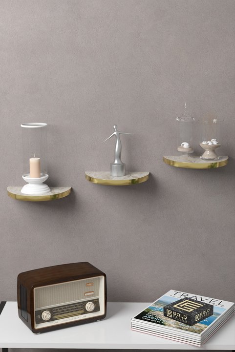 Estante de pared librería ovalado dorado