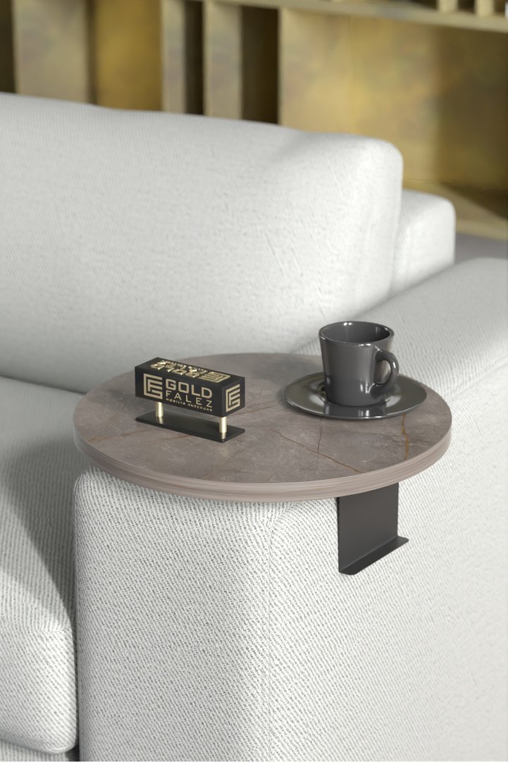 Adjustable Metal Leg Round Tray Side Table - Gordion