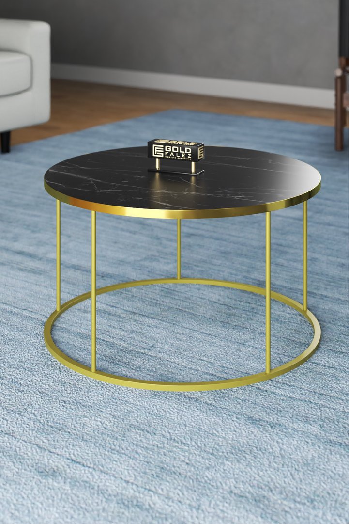 Gold Metal Leg Coffee Table Melamine-faced chipboard Bendir Black