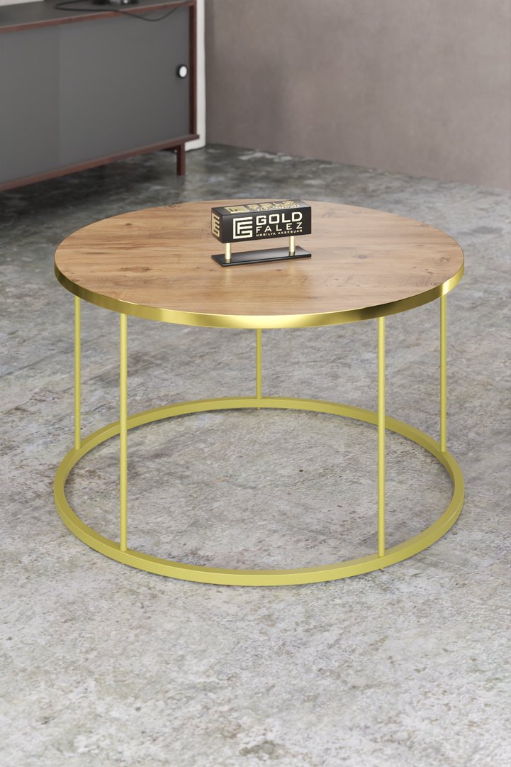 Terra Gold Round Coffee Table - Gold Walnut