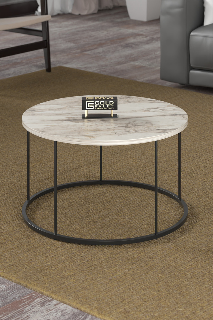 Terra Round Coffee Table Black Metal Legs - Efes