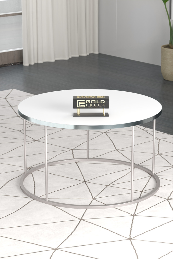 Terra Gold Round Coffee Table - Silver White