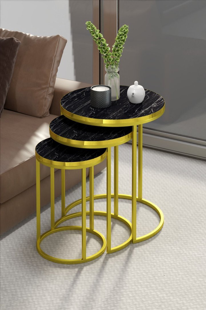 C 3-Piece Round Nesting Table Set - Bendir