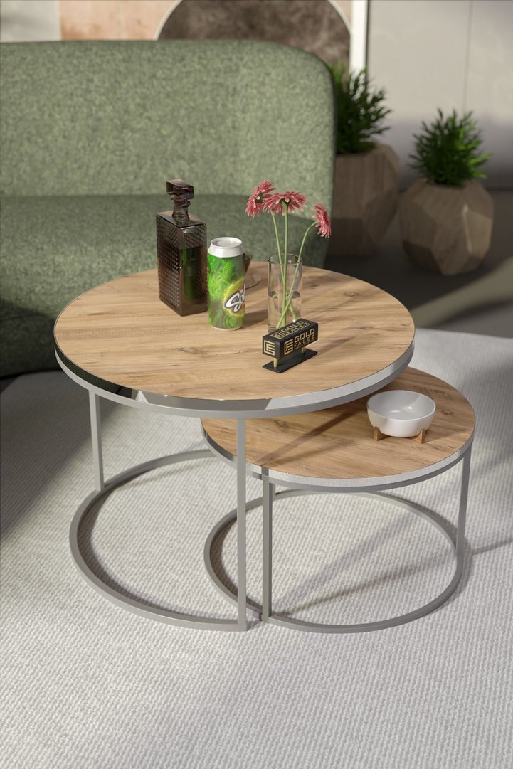 Special 2-Piece Round Coffee Table Set - Atlantic Pine