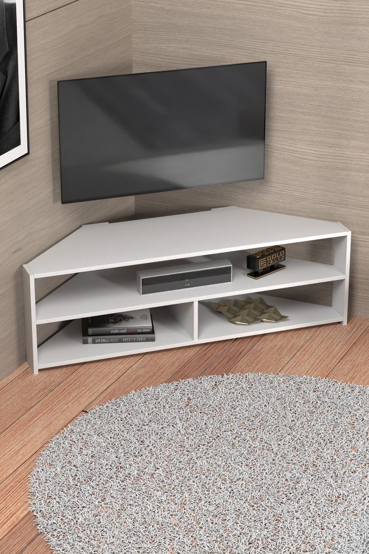 Corner TV Unit Melamine-faced chipboard White