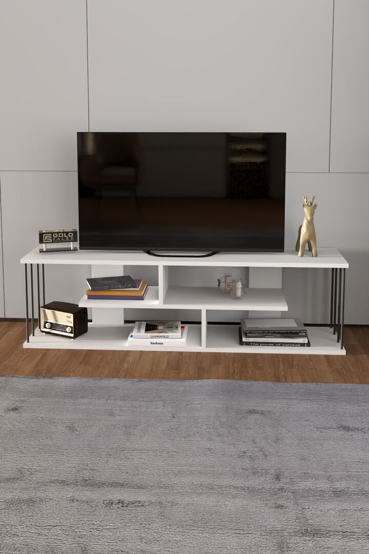 TV Unit with Wall Shelf - White