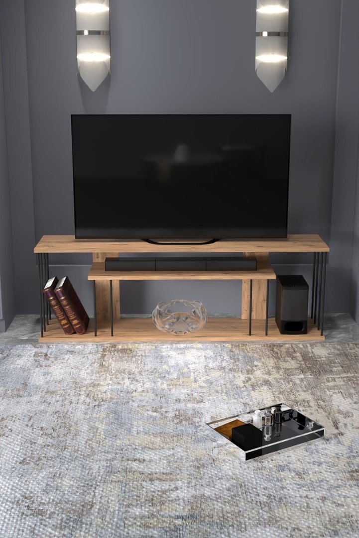 TV Stand with Shelves - Atlantic Pine