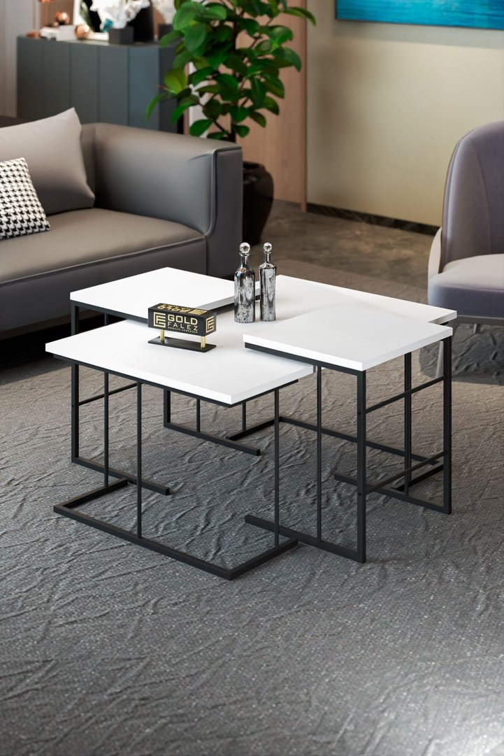 Solo 3-Piece Coffee & Nesting Table Set - White