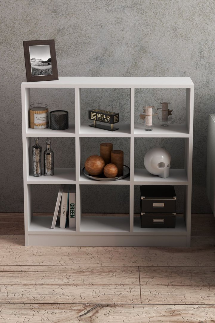 9-Compartment Multi-Purpose Bookcase Melamine-faced chipboard White