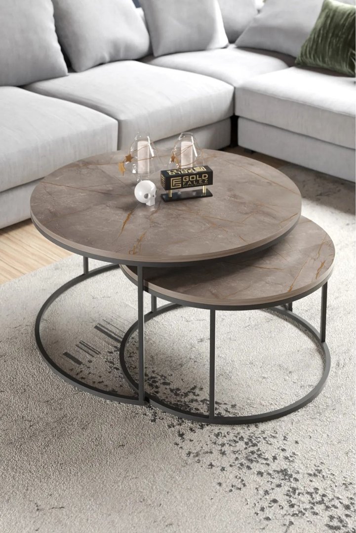 Special 2-Piece Round Coffee Table Set - Gordion Smoked