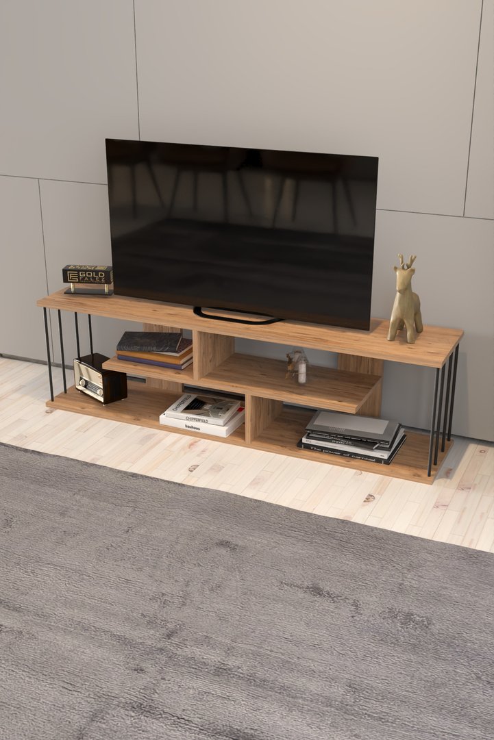 TV Unit with Wall Shelf - Walnut