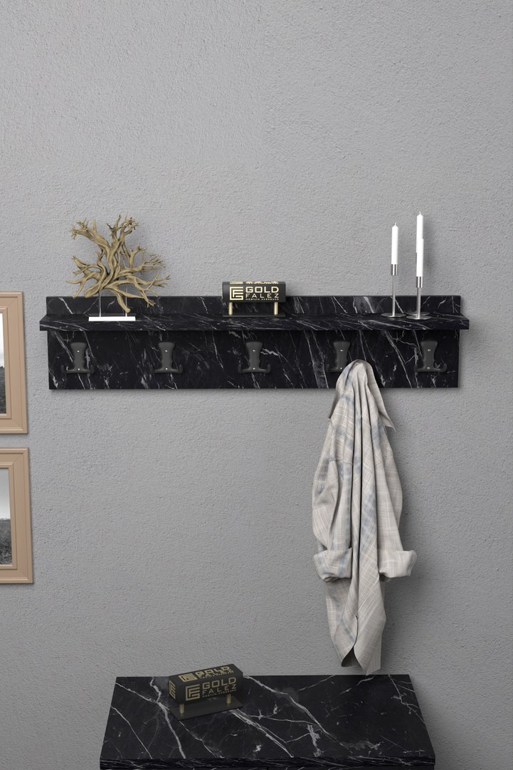 Wall Hanger Coat Rack Melamine-faced chipboard Black