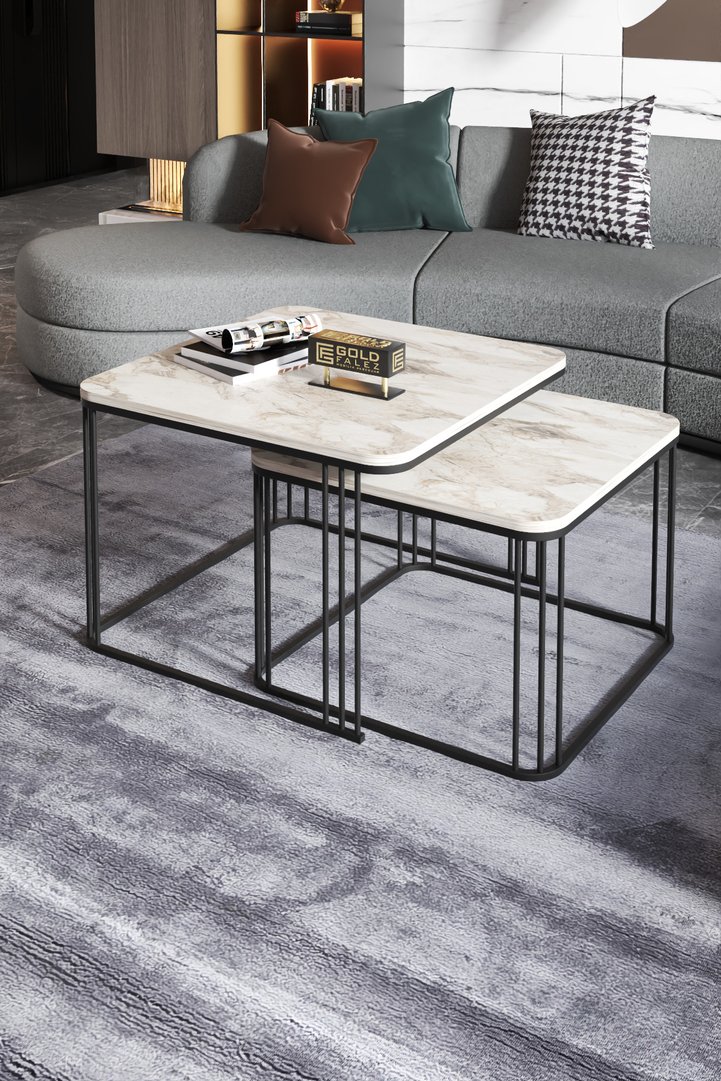 Alize 2-Piece Square Coffee Table - Ecru